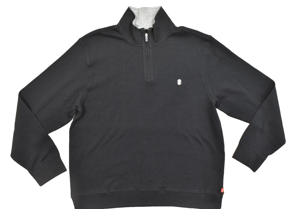 IZOD Men's Size XXL Black 1/4 Zip Pullover Cotton Ribbed Sweater Mock Neck